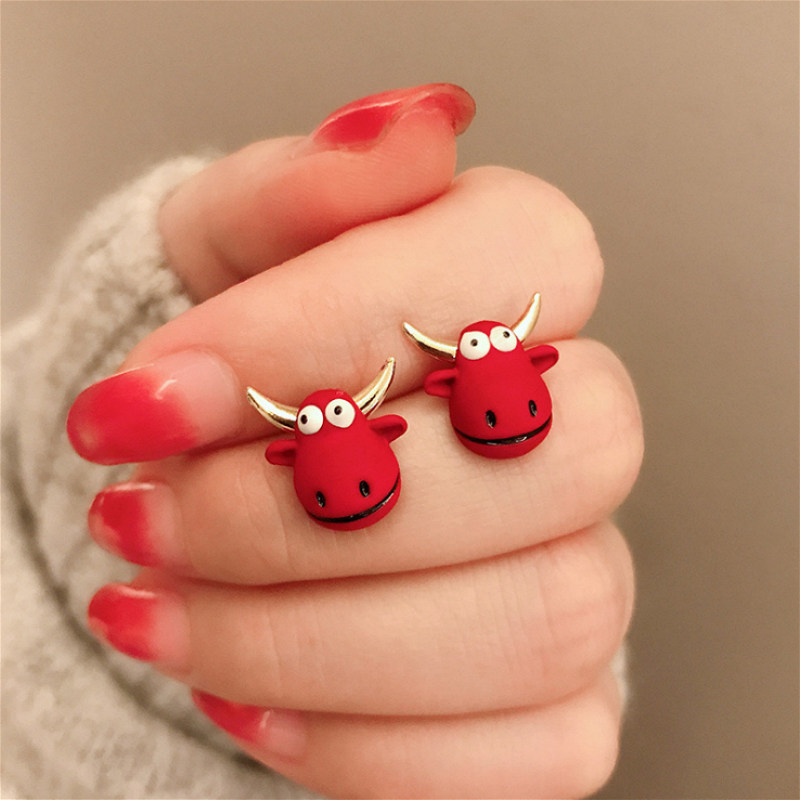 牛气冲天可爱本命年牛牛耳钉S925纯银耳饰女潮个性小众耳环百搭潮,饰品/流行首饰/时尚饰品新,耳钉,淘宝优惠券,粉丝福利购,淘宝优惠卷