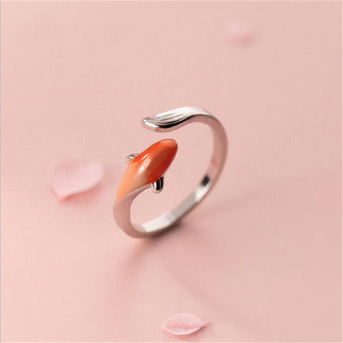 小张的故事文艺S925银锦鲤戒指女