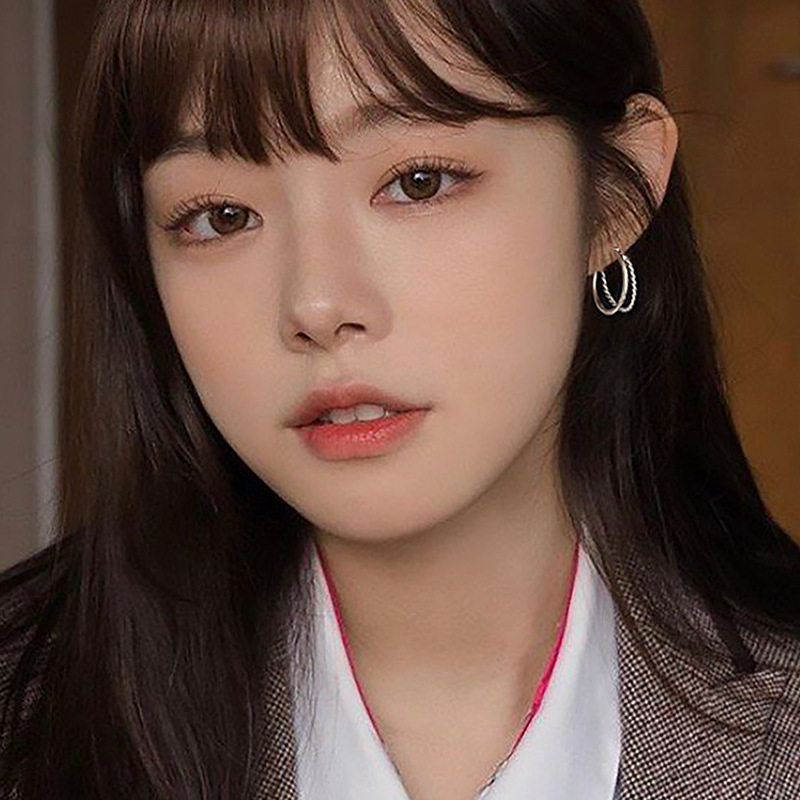 小张的故事S925银麻花双层耳钉女