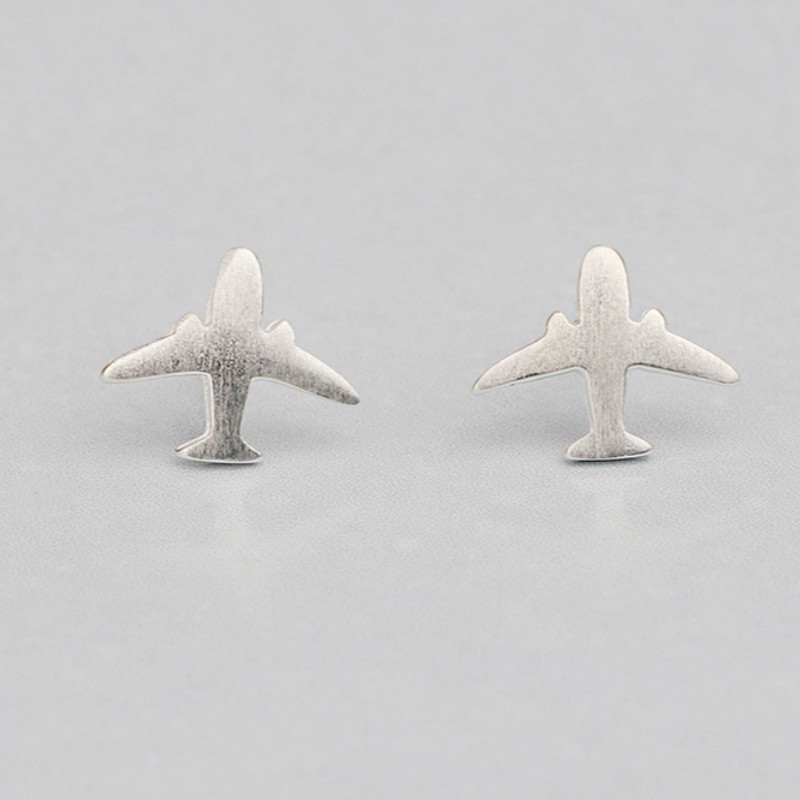 百搭时尚风拉丝飞机礼物耳饰品