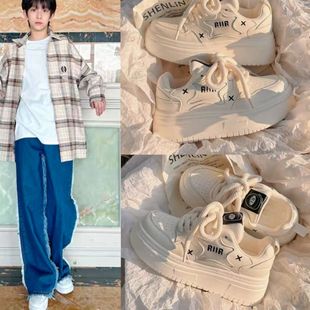 TF家族陈浚铭同款陈奕恒厚底板鞋ins超火百搭小白鞋休闲学生鞋子