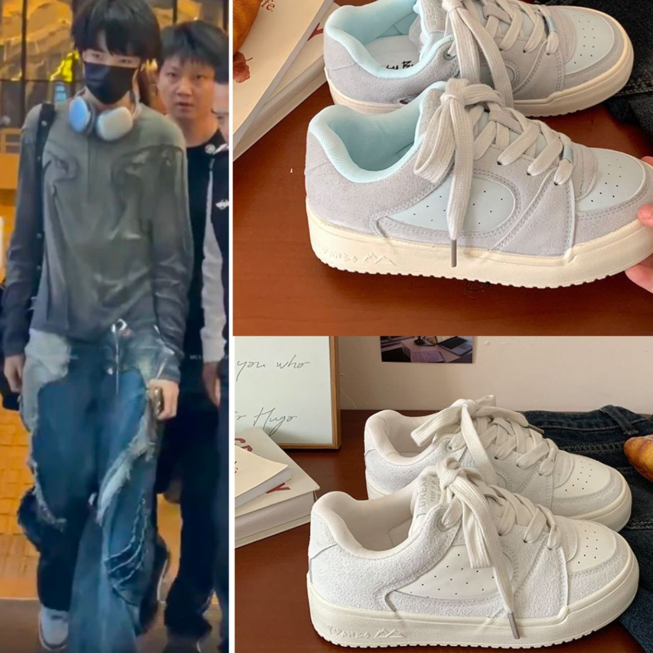 TF家族4代王橹杰同款鞋子拼色学生鞋百搭休闲运动设计小众鞋板鞋图片