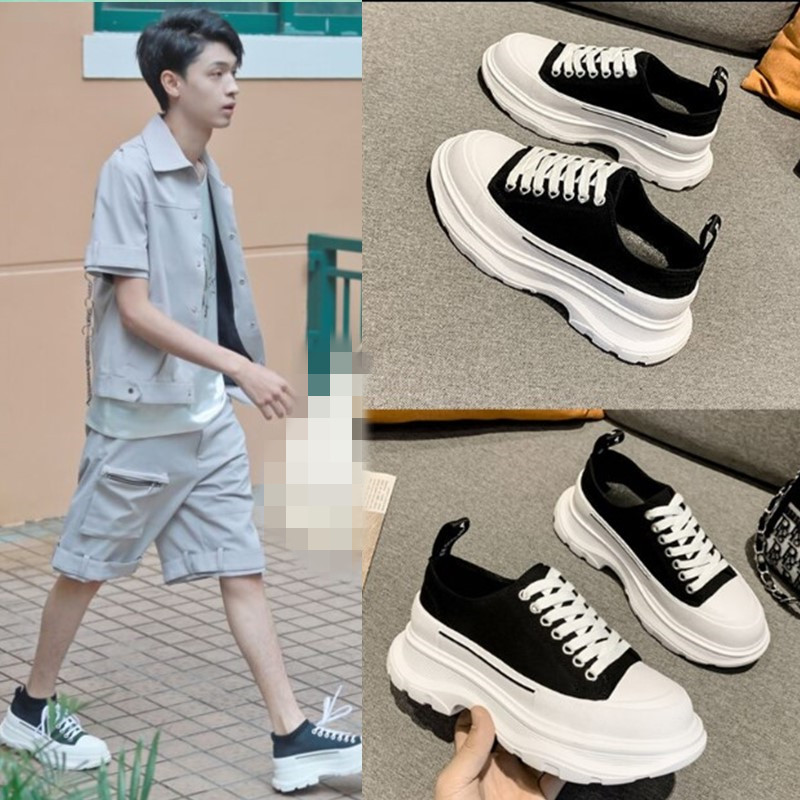 檀健次奔跑吧兄弟秦霄贤郭麒麟任嘉伦同款鞋厚底帆布鞋男女小白鞋