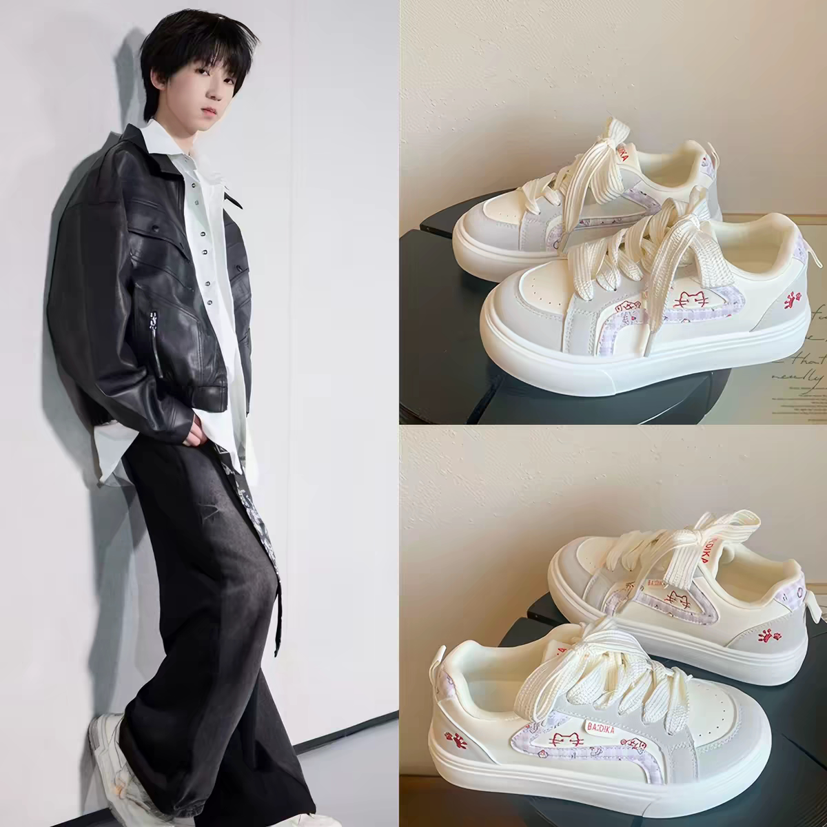 TF家族杨博文同款鞋子厚底小白鞋2026秋季新款休闲板鞋学生运动鞋