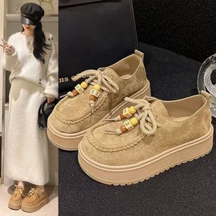 透气休闲乐福鞋 子女2025秋季 新款 单鞋 厚底袋鼠鞋 赵露思同款 勃肯鞋