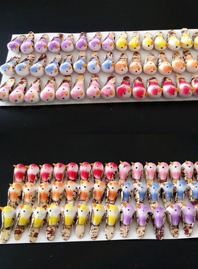 DIY手工饰品配件手作材料 泡沫小鸟 小彩雀 拍摄道具48只1板混色