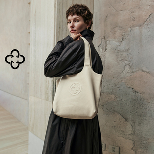 新年礼物 意大利鹿皮卡思乐中性风白色通勤单肩包上班软糯托特包