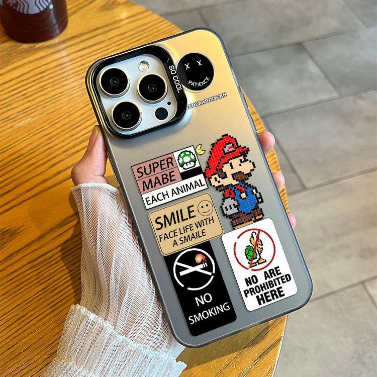 适用苹果15promax手机壳磨砂iPhone14马里奥Plus13卡通12防摔xs硬壳网红x/xs/xr/7/8/plus/6s全包边女保护套