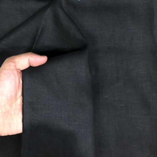 进口稍厚款水洗黑色纯亚麻柔软
