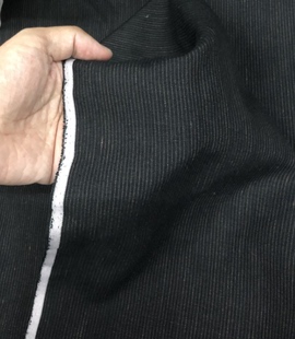 色织深咖底0.2公分暗细条纯苎麻有垂感汉服布料设计师连衣裙袍子