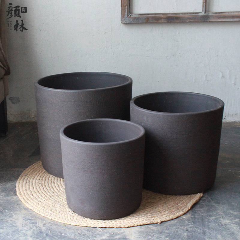 粗陶盆北欧花盆现代简约花盆大盆陶瓷盆绿植盆客厅装饰盆种花摆件