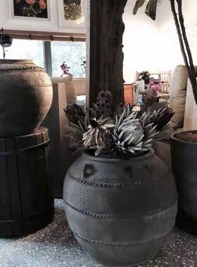 翁缸陶土缸装饰个性陶器复古花器仿古花盆土陶瓦缸艺术花盆陶罐
