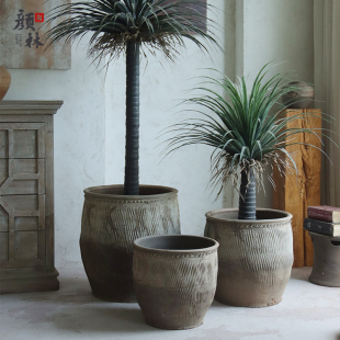 大口径土陶缸鱼缸睡莲缸花盆植物栽种缸复古装饰大缸庭院生态造景