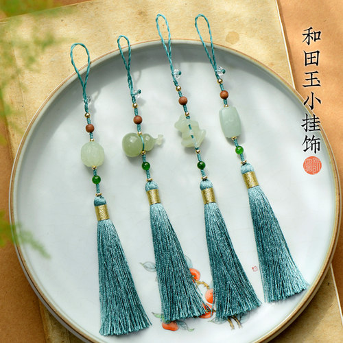 天然和田玉葫芦手机挂件钥匙链