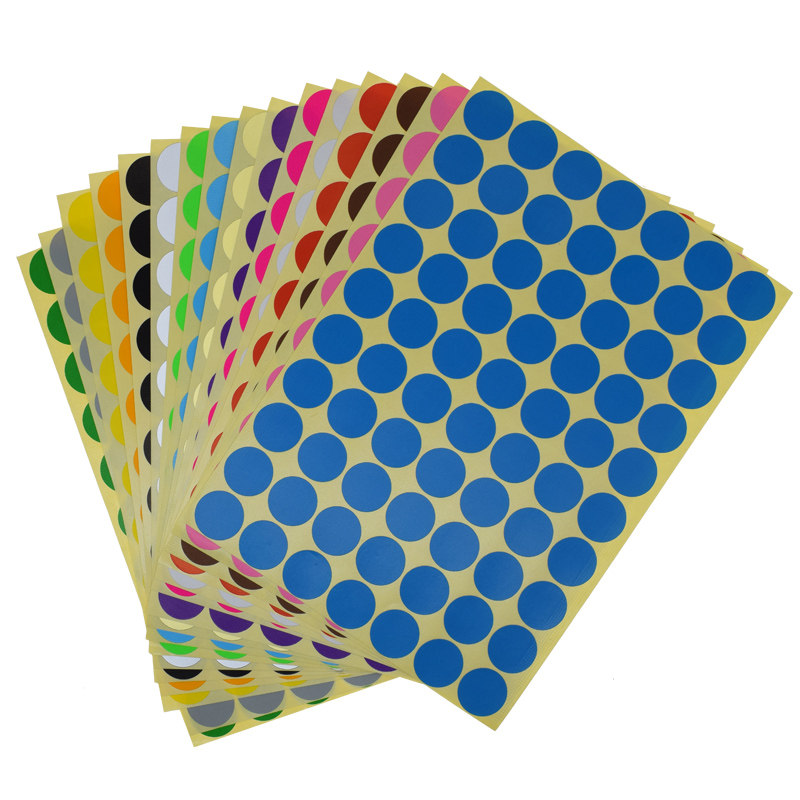 19mm圆形不干胶标签彩色圆点贴纸1.9厘米颜色分类标记粘贴口取纸