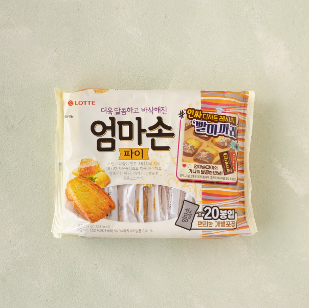 韩国直发Lotte乐天妈妈手派千层奶香酥脆饼干蜂蜜黄油口味零食