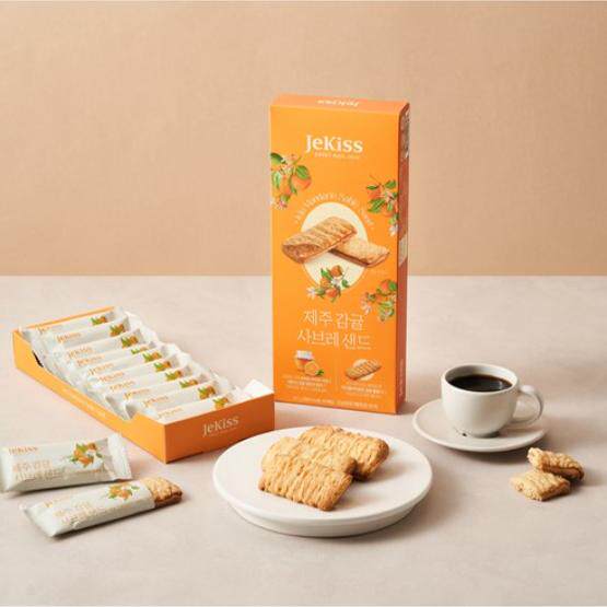 韩国直发济州岛特产选用原产橘子酱夹心酥脆饼干千层酥零食180g