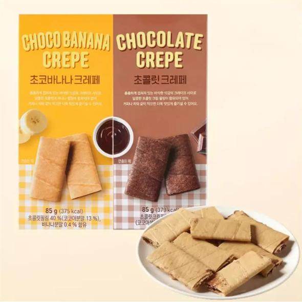 韩国直发新品薄脆饼干两种味道巧克力香蕉味办公室休闲零食85g/盒