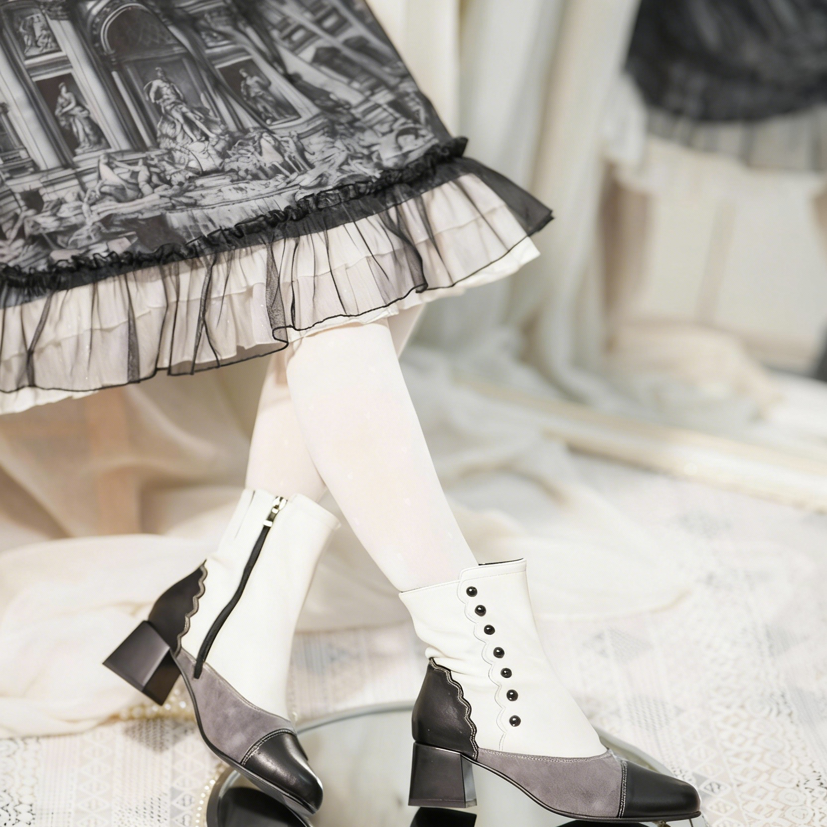 【小夜曲无蝴蝶结定金】*满百成团*真皮cla系lolita鞋维多利亚靴