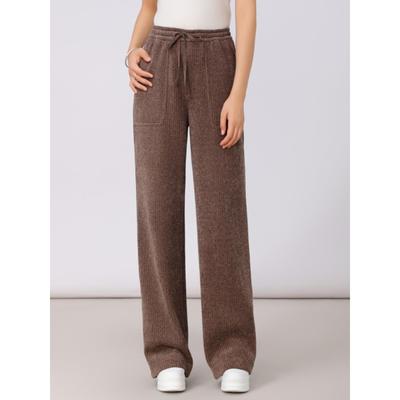 女装极简复古松紧高腰休闲裤百搭秋季雪尼尔直筒裤5100386