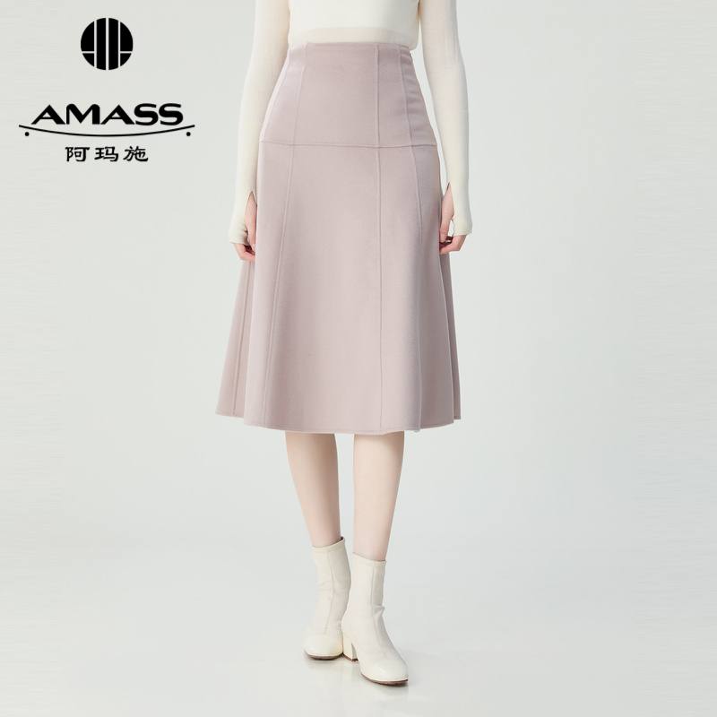 【商场同款】AMASS简约纯色双面呢半身伞裙5200406