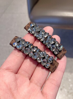 高级感发夹豹纹水钻刘海碎发卡女