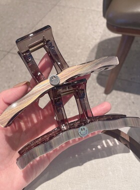 醋酸笑脸鲨鱼夹盘发后脑勺大发夹