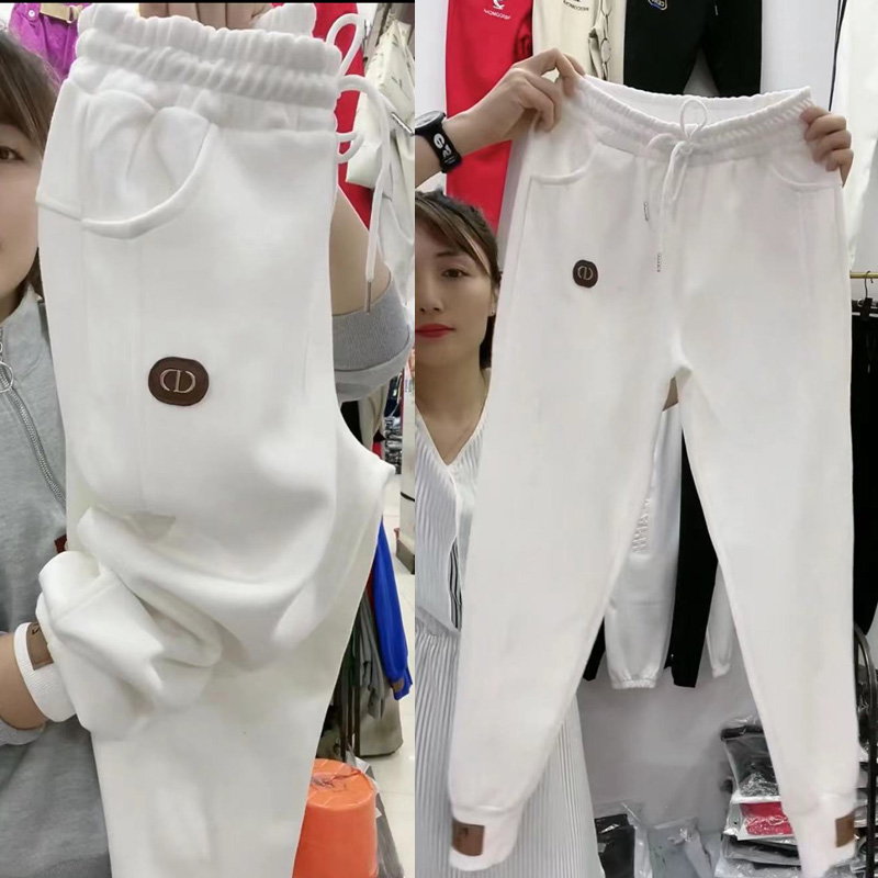 欧货2023年冬季加绒加厚休闲裤女百搭显瘦束脚哈伦裤高腰运动裤潮