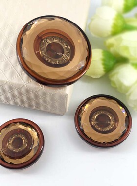 经典黑色纽扣30到40mm高档玻璃切面扣子大衣貂皮皮草裘皮时尚纽扣