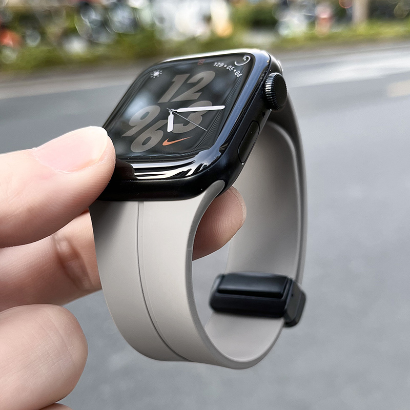 适用applewatch10表带苹果s87手表质感硅胶磁吸iwatch9运动男女SE