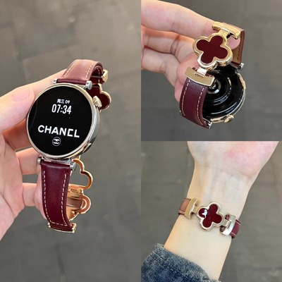 四叶草磁吸扣适用华为GT6手表表带新款真皮watch5/4pro高级感女41