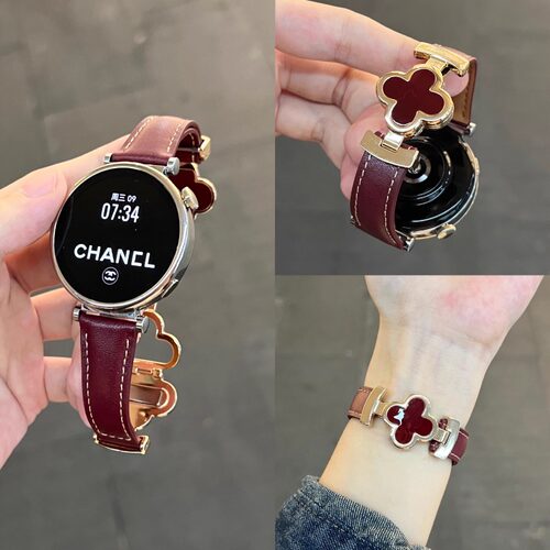 四叶草磁吸扣适用华为GT6手表表带新款真皮watch5/4pro高级感女41