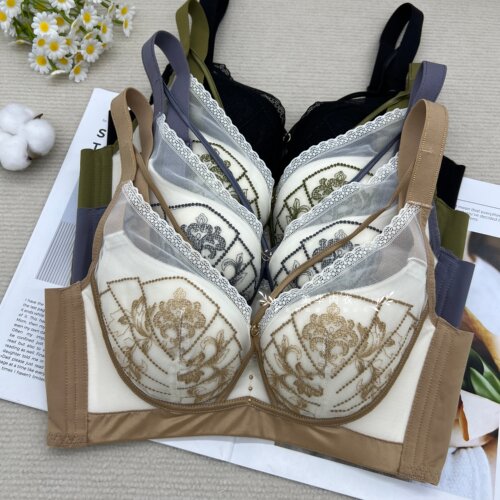 玉姿一族正品7817女士文胸薄款B杯无钢圈上托聚拢性感交叉美胸带