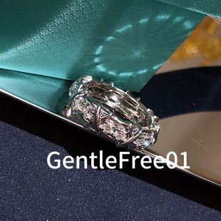 GentleFree珠宝定制18K金十六石交叉双色排戒天然钻石满钻戒指女