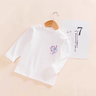 女童秋冬星黛露长袖女孩半高领打底衫儿童德绒内搭上衣宝宝体恤衫