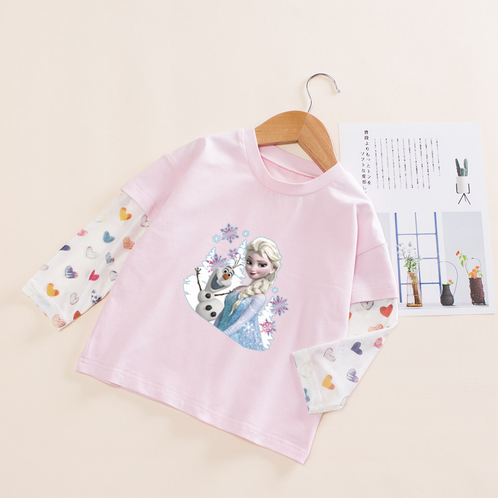 女童冰雪奇缘夏季假两件防晒衣儿童爱莎薄款网纱防蚊长袖上衣T恤5