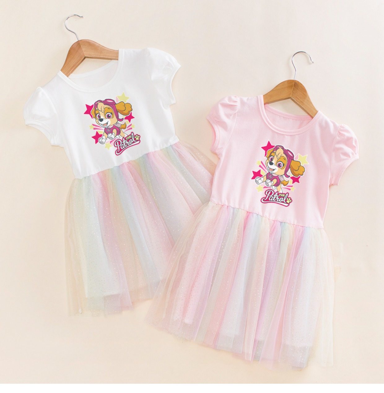 儿童夏装纯棉泡泡袖公主裙女童汪汪队网纱连衣裙宝宝洋气彩虹裙子,童装/婴儿装/亲子装,连衣裙,淘宝优惠券,粉丝福利购,淘宝优惠卷