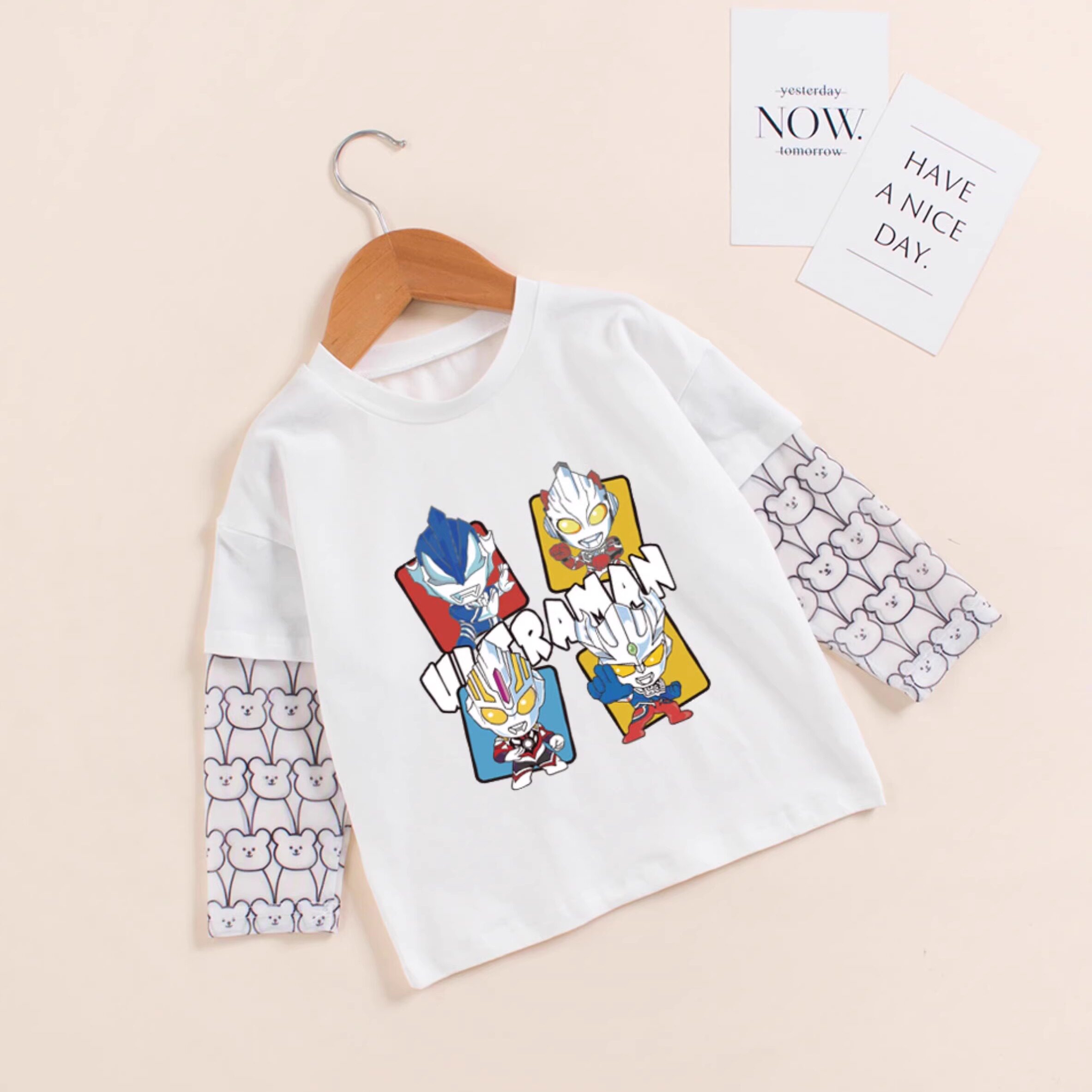 男童夏季纯棉冰丝袖T恤男宝宝奥特曼防晒衣服儿童卡通超人防蚊衫