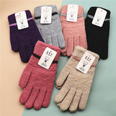 分五指女士男士 线手套 新款 保暖成人学生全指时尚 针织毛线女冬季