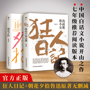 共2册 无删减 呐喊仿徨故事新编阿Q正传野草 青少年初中书课外书籍畅销书 朝花夕拾 鲁迅小说全集原著正版 狂人日记