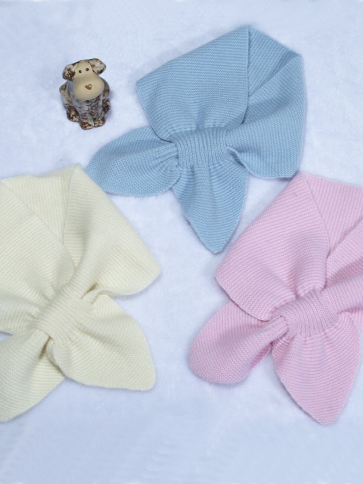 ORDOS CITY 100% 순수 캐시미어  소년 소녀 두꺼운 따뜻한 활 스카프 목 커버 가을 겨울