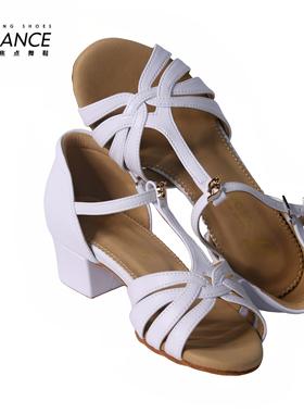 FocusDance香港焦点舞鞋少儿拉丁新款T款童鞋方跟加宽版