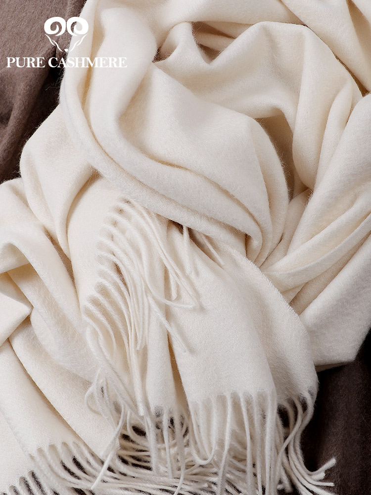 Pure Cashmere 100% cashmere scarf for women fall and winter men's thick shawl dual-purpose solid color versatile