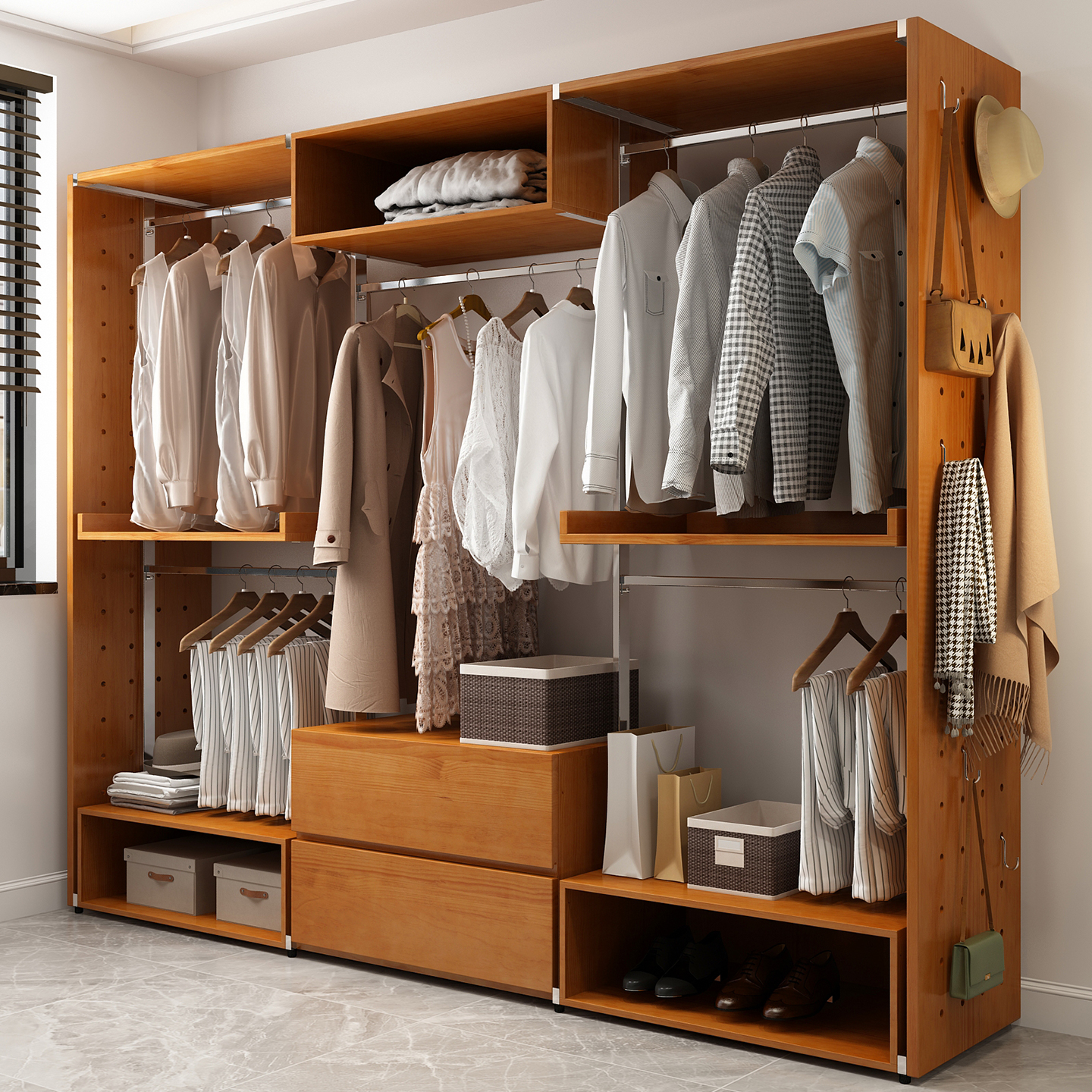 蓝顶家居置物架家具实木衣帽间