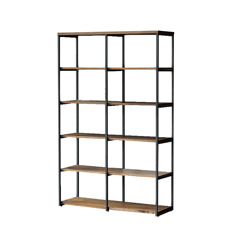 美式框架实木书架书柜北欧屏风隔断客厅落地复古铁艺置物架储物架