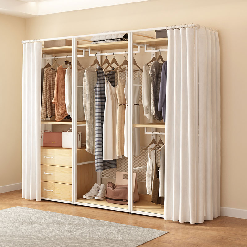 蓝顶家居步入式衣柜挂衣架实木