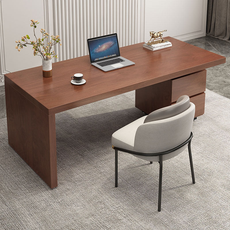 意式实木电脑桌台式桌家用现代简约北欧办公桌老板桌轻奢创意书桌
