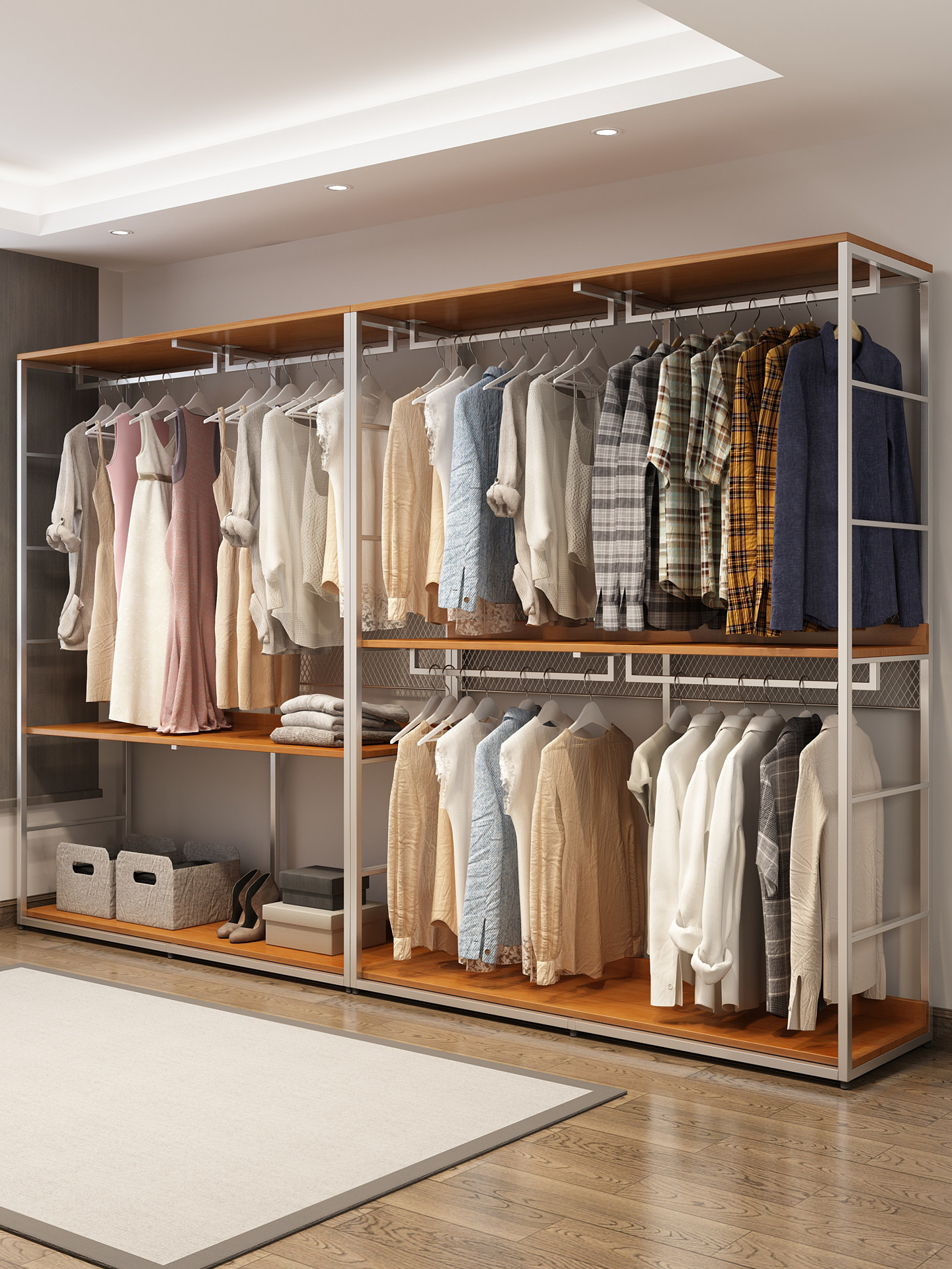 金属衣柜2025新款爆款卧室家用实木开放式衣帽间钢架结构定制挂衣,住宅家具,独立衣柜,淘宝优惠券,粉丝福利购,淘宝优惠卷