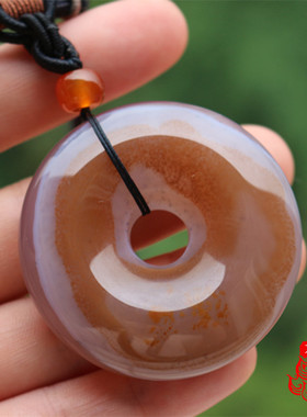 原色朱砂玛瑙平安扣毛衣链紫玉髓