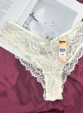推荐 外贸蕾丝边性感低腰三角裤 半包臀欧美镂空交叉带内裤女薄夏